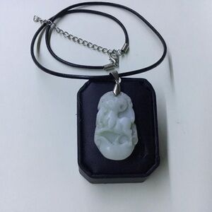 Elegant White Jade Sheep Pendant Necklace